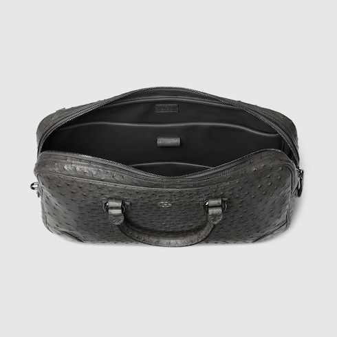 Ostrich briefcase with Double G Detail 7