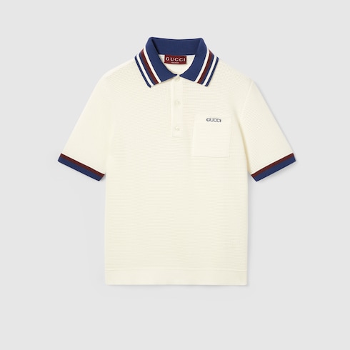 Cotton piquet polo shirt with intarsia Detail 2