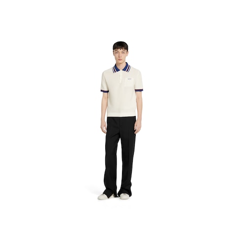 Cotton piquet polo shirt with intarsia