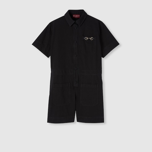 Denim jumpsuit with Horsebit