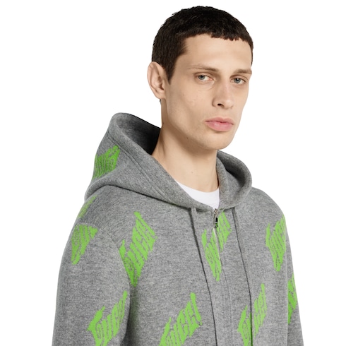 Giacca in maglia di lana jacquard con cerniera