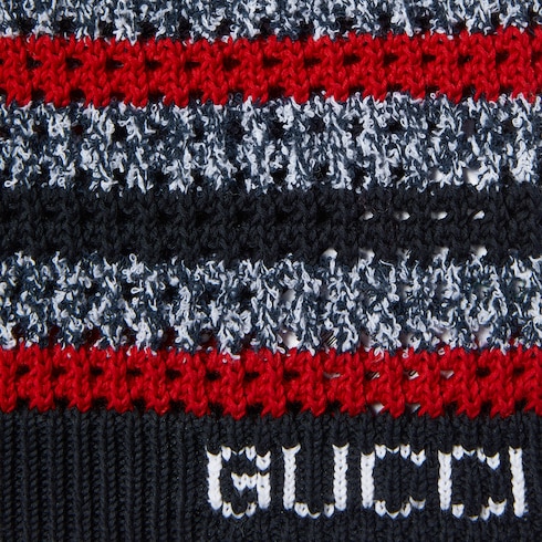 Neckholder-Top aus feinem, gestreiftem Baumwollstrick