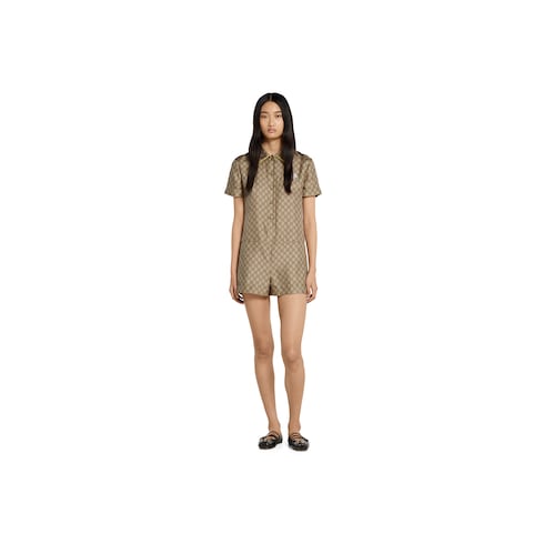  Jumpsuit aus GG Seidentwill mit Print