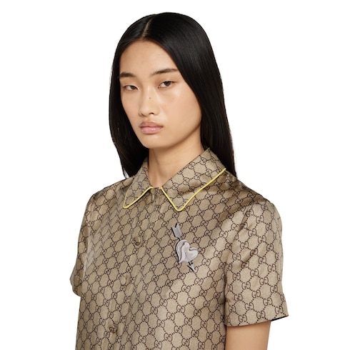  Tuta in twill di seta GG con stampa