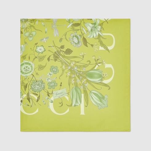 Pañuelo de sarga de seda con estampado Flora