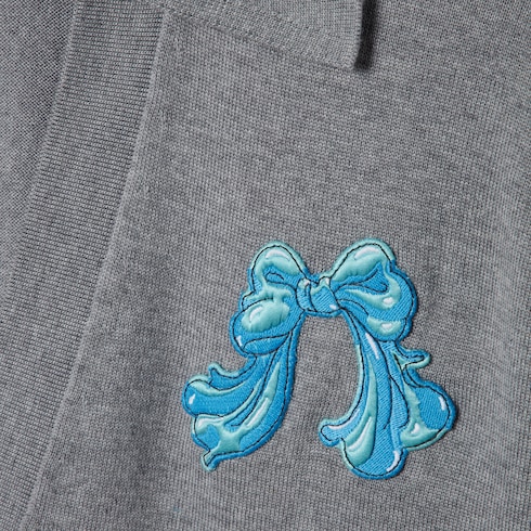 Extra fine wool polo top with patch