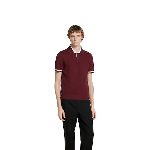 Cotton piquet polo shirt with intarsia