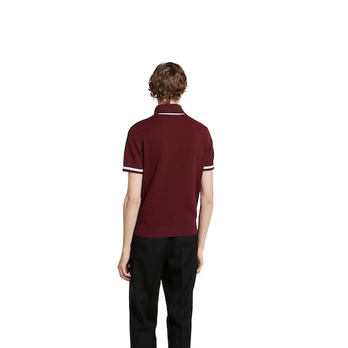 Cotton piquet polo shirt with intarsia