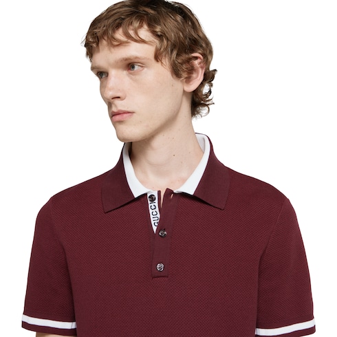 Cotton piquet polo shirt with intarsia