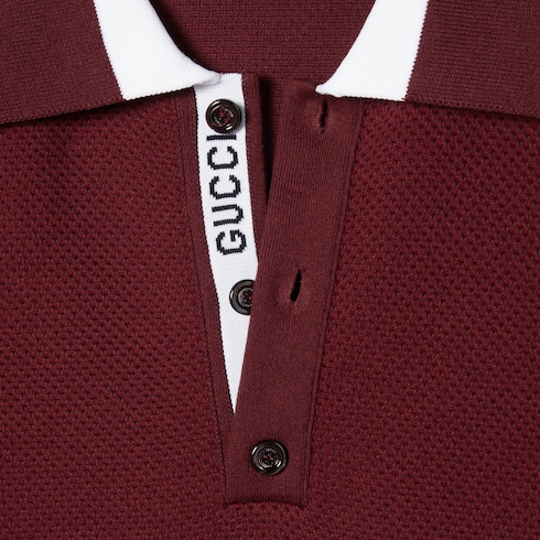 Cotton piquet polo shirt with intarsia