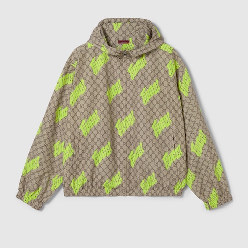 Printed poplin tech zip jacket
