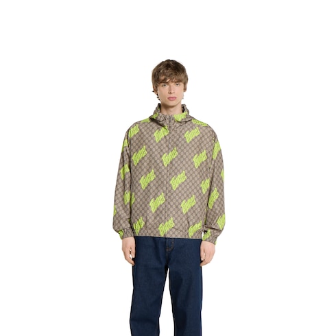 Printed poplin tech zip jacket
