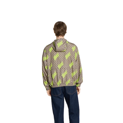 Printed poplin tech zip jacket