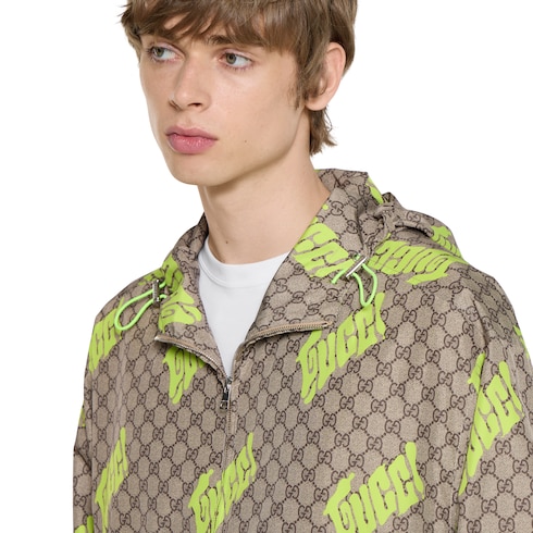 Printed poplin tech zip jacket