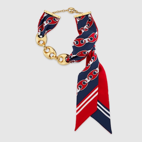 Gucci Marina Chain long silk necklace