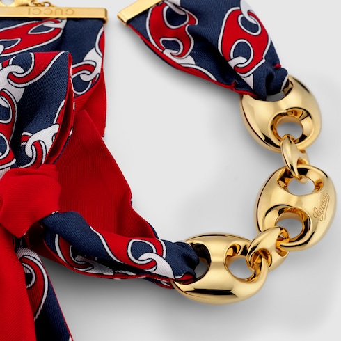 Gucci Marina Chain long silk necklace