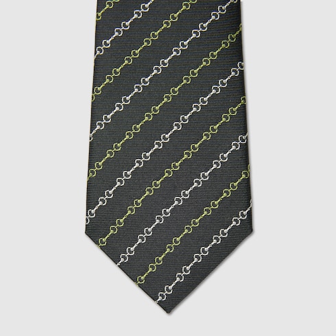 Horsebit silk jacquard tie