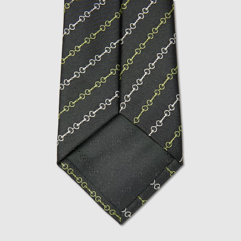 Horsebit silk jacquard tie