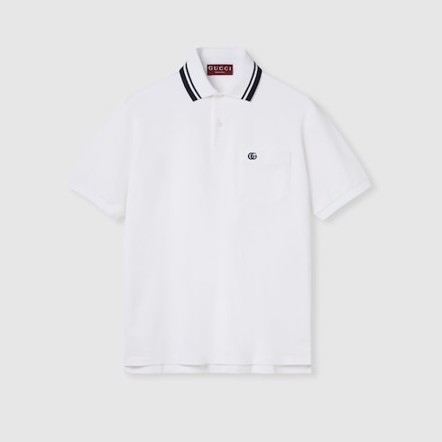 Cotton piquet polo shirt with embroidery