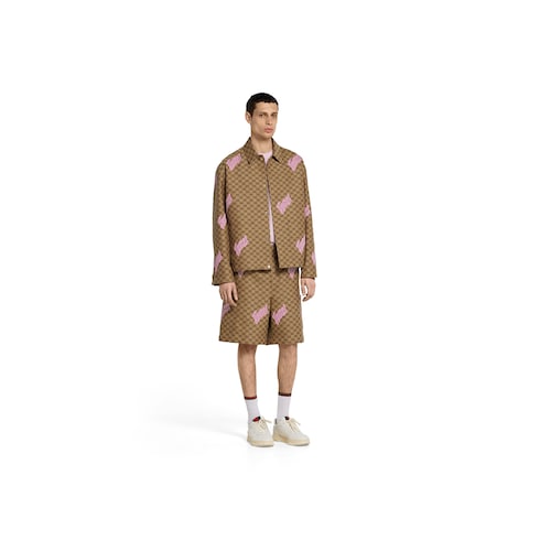 Embroidered canvas linen blend jacket