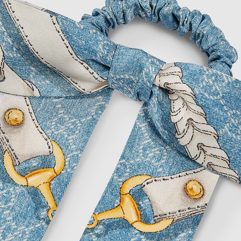 Printed silk twill scrunchie