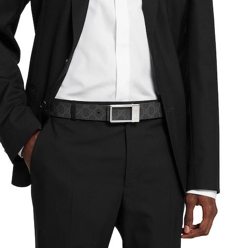 Reversible belt with rectangular buckle