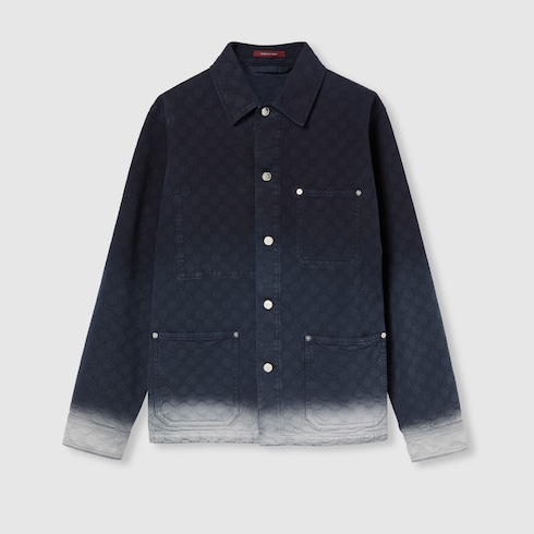 Bleached GG cotton denim jacquard shirt