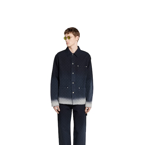 Bleached GG cotton denim jacquard shirt