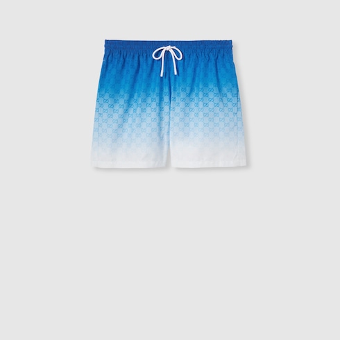Printed technical poplin swim shorts