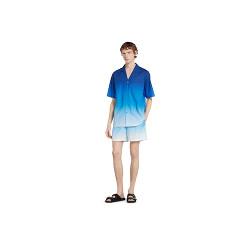 Printed technical poplin swim shorts