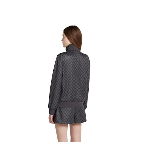 Printed technical jersey zip sweatshirt