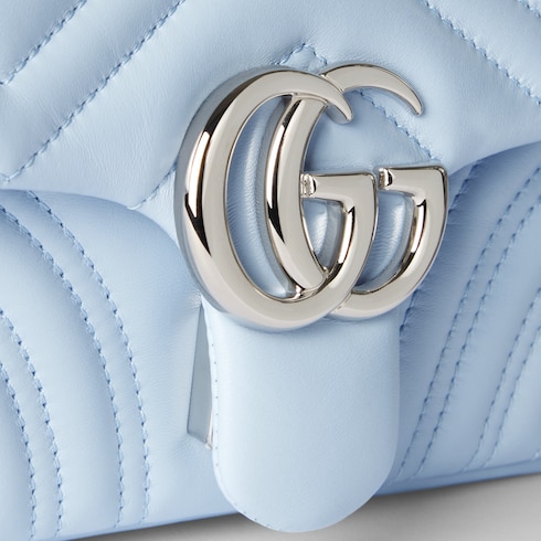 GG Marmont medium shoulder bag in light blue leather | GUCCI® US