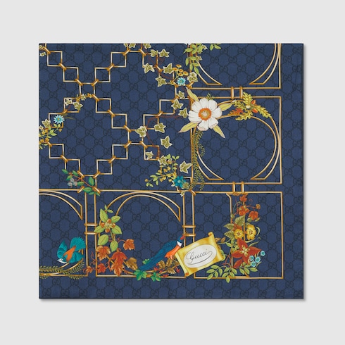 Carré en twill de soie imprimé
