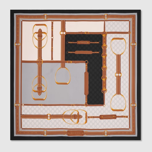 Carré en twill de soie imprimé