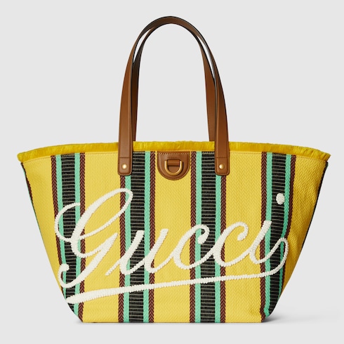 Mittelgroßer Shopper aus Canvas mit Stickerei