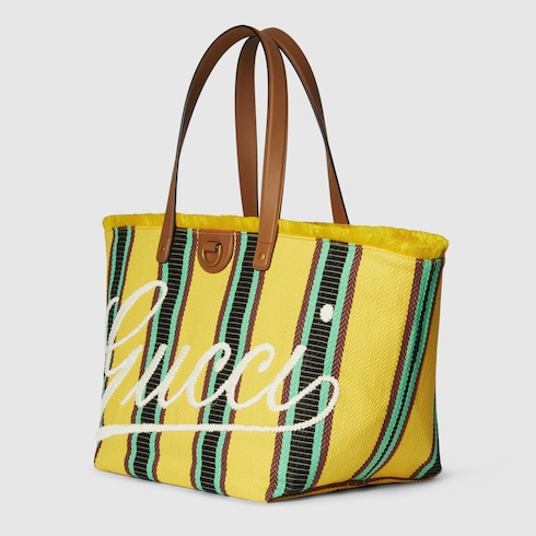 Mittelgroßer Shopper aus Canvas mit Stickerei
