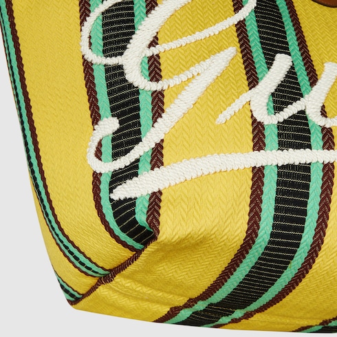Mittelgroßer Shopper aus Canvas mit Stickerei