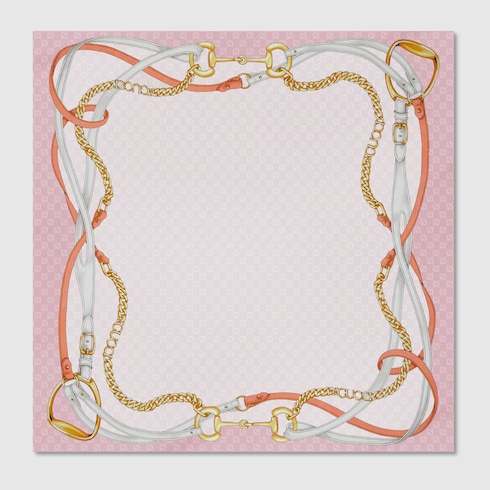 Printed GG silk jacquard carré