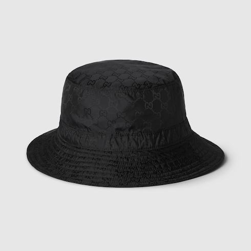 Reversible GG nylon bucket hat in black | GUCCI® US