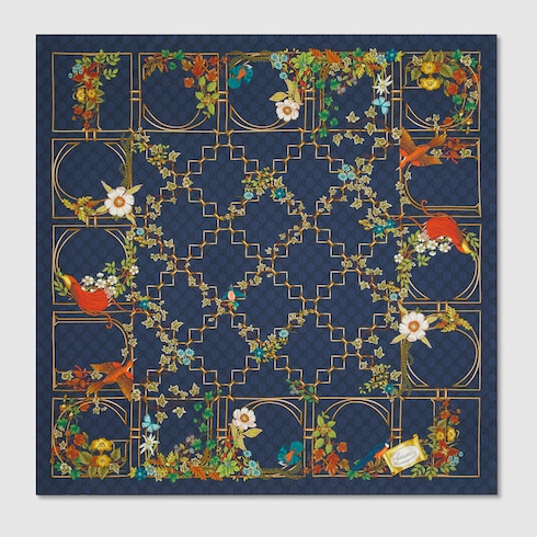 Printed silk twill carré