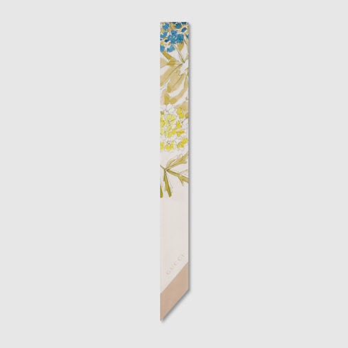 Printed silk twill neck bow