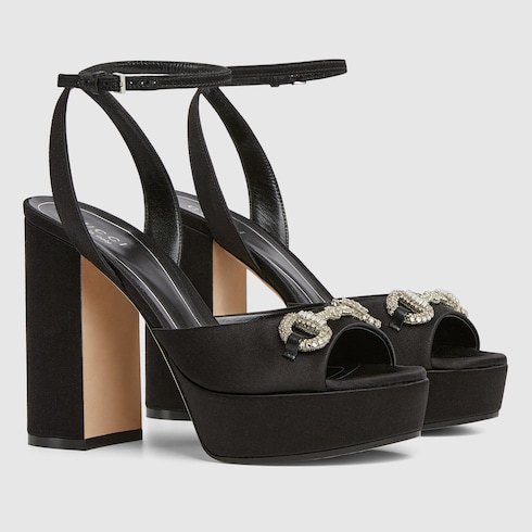 Women's platform sandal with crystal Horsebit