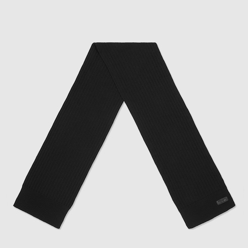 Knit wool scarf with logo