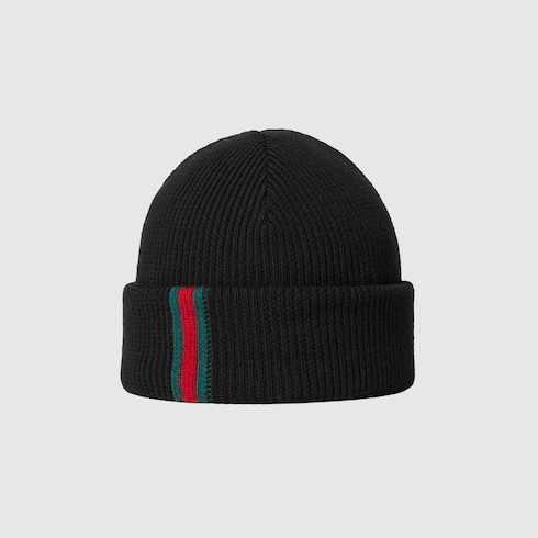 Bonnet en laine avec bande Web