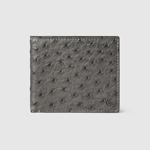 Cartera bi-fold de avestruz con Doble G