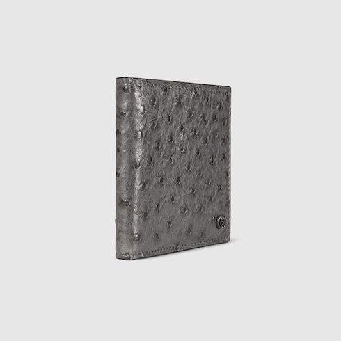Bi-fold ostrich wallet with Double G Detail 3