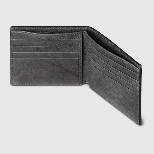 Faltbrieftasche aus Straußenleder mit Doppel G