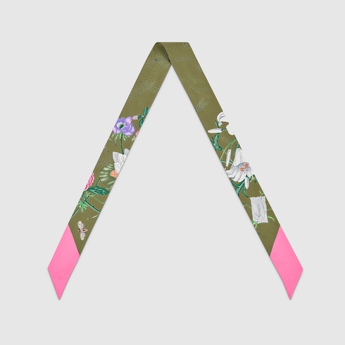 Printed silk twill ribbon