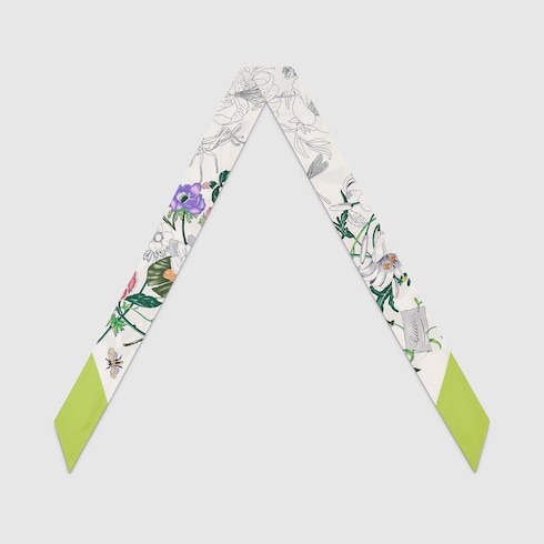 Printed silk twill neck bow Detail 2