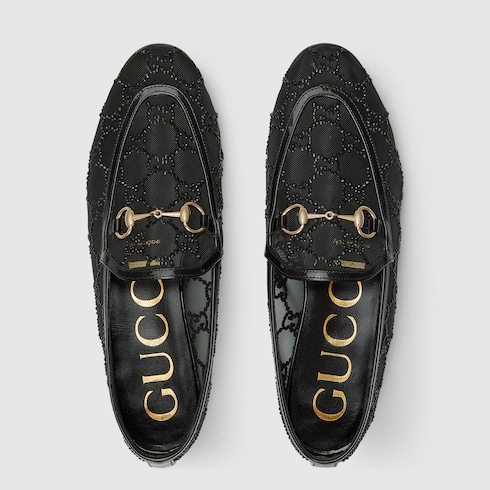 Mocassins Gucci Jordaan avec détail GG en cristaux pour femme